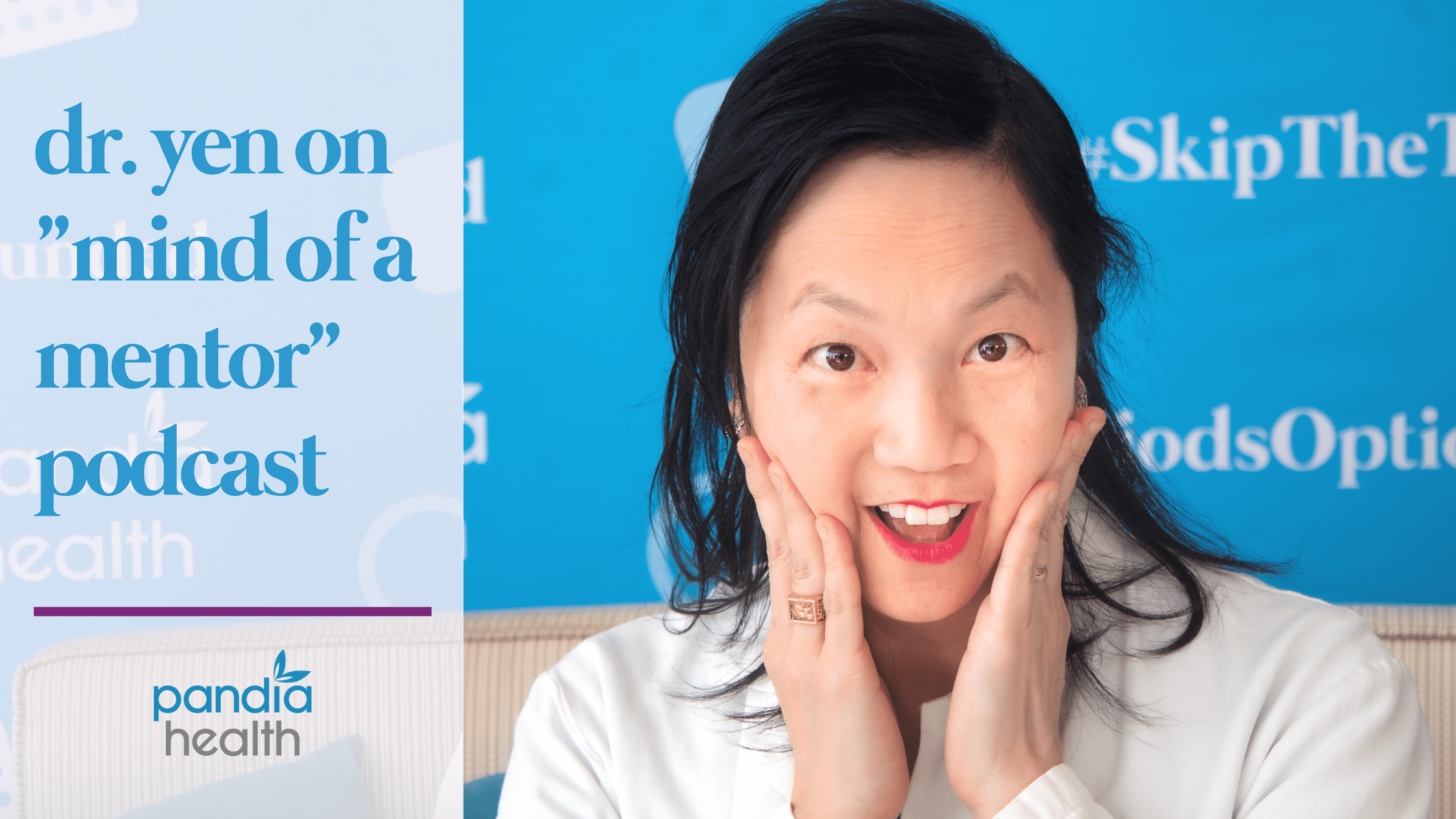 Dr. Sophia Yen smiling in surprise with hands against her cheeks