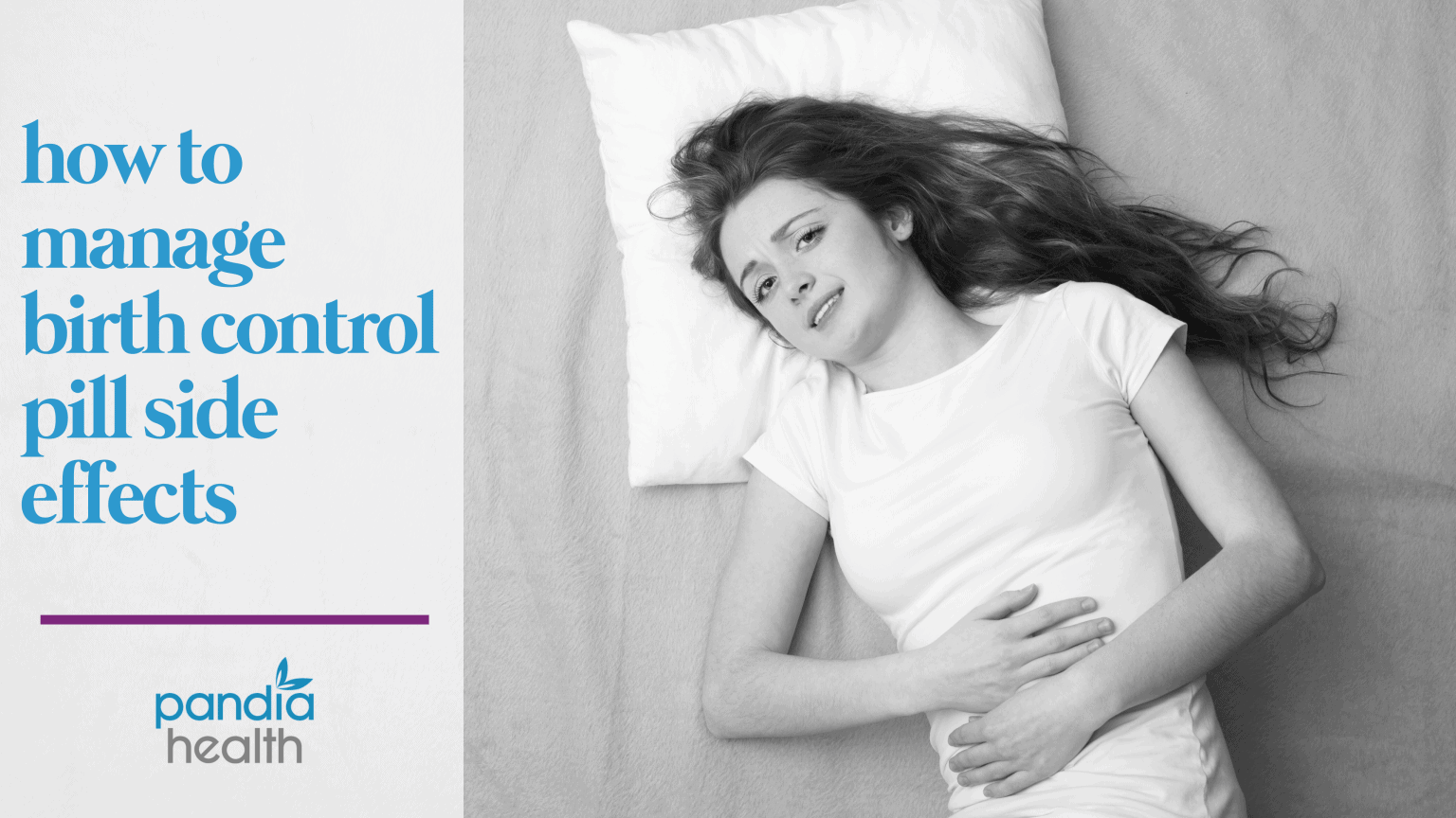 Girl laying on ground holding her stomach, blog header image for birth control side effects