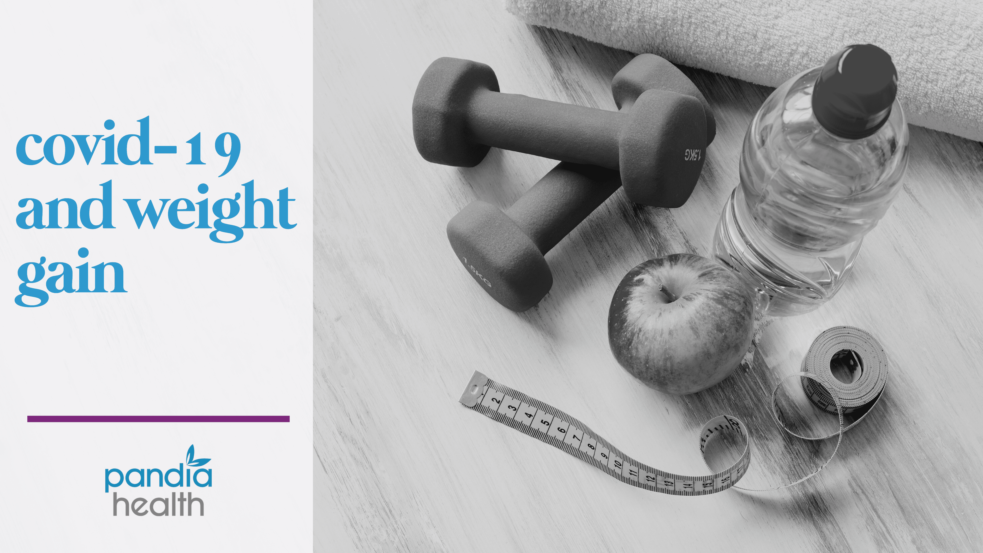 blog header image with weights, apple, water, and measuring tape